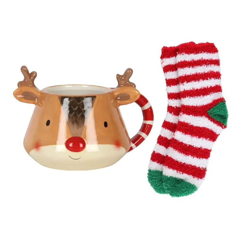 Christmas Reindeer Mug and Sock Set - Image 2